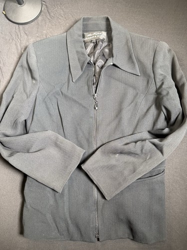 Vintage Alex Garfield Garfield Marks 4 Black Ribbed Full Zip Blazer Jacket - Picture 1 of 16