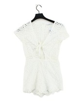Pull Bear Women's Playsuit S White Cotton with Polyester Playsuit