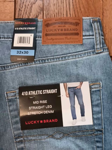 Pantalones de mezclilla rectos atléticos LUCKY BRAND para hombre 410, 32 X 30 elásticos NUEVO - Imagen 3 de 6