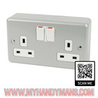 Heavy Duty Metal Clad 2 Gang 13A Double Pole Switched Socket Outlet & Back Box