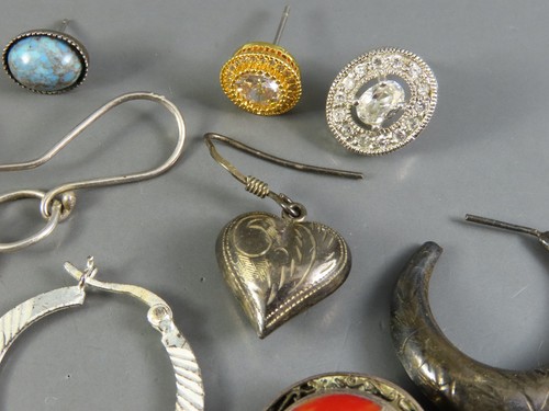 LOT OF SINGLE EARRINGS Sterling Silver DANGLE/HOOP/STUDS Gemstones ‼️SINGLES‼️ - Picture 10 of 12