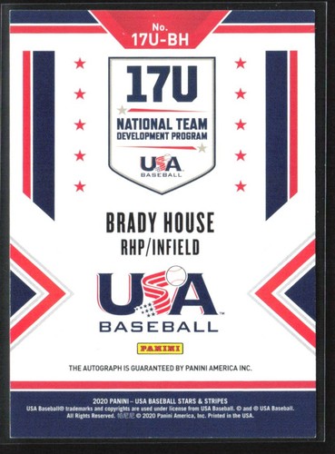 Brady House 2020 Panini USA Stars & Stripes Auto /10 #17U-BH USA - Bild 2 von 2