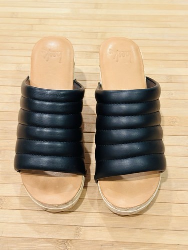 Sandalias Beek Plataforma Rodillo Tacón Madera Zueco Mula Cuero Negro Zapatos Mujer’s 6 - Imagen 4 de 9