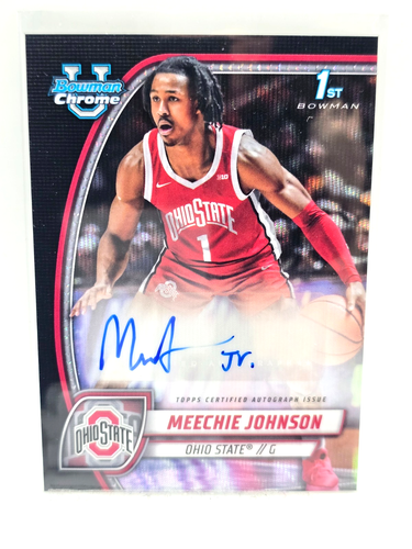 2024‑25 Bowman Chrome U Meechie Johnson Black Wave Auto #54 1st Bowman Autograph - Picture 3 of 5