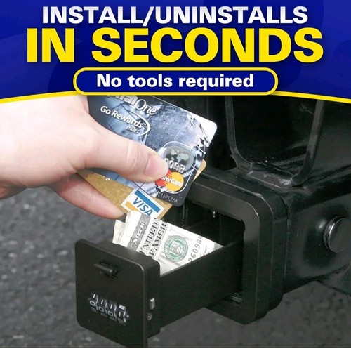 HitchSafe 2" Trailer Hitch Receiver Solid Metal Safe Combination Key Box HS7000 - Picture 4 of 8