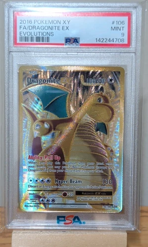 Pokémon  Dragonite EX 106/108 2016 X Y Evolutions Full Art Ultra Rare Holo PSA 9