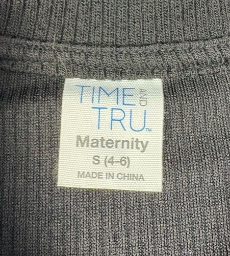 Time and Tru Maternity Dress Size S 4/6 Black Ribbed Knit Long Sleeve Casual NWT - Picture 6 of 7