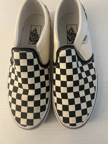 Vans Classic Checkerboard Black and White Slip On Skate Shoes Women's size 8.5