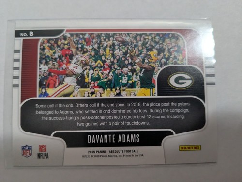 2019 Panini Absolute Red Zone DAVANTE ADAMS #8 GREEN BAY PACKERS 🏈 - Picture 2 of 2
