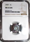 NGC MS-65 BN 1907 Indian Head Cent, Beautifully Toned, Blazing Gem!