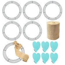 6 Pack Wire Wreath Frame 12 Inch Metal Wreath-Form Ring for Crafts with 6 Adh...
