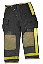 46x30 Globe Black Firefighter Turnout Pants with Yellow Reflective Tape P1485