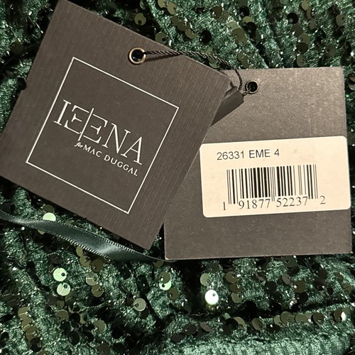 IEENA Mac Duggal 26331 Cowl Back Boat Neck Sequined Evening Gown Sz4 NWT Emerald - Picture 4 of 6