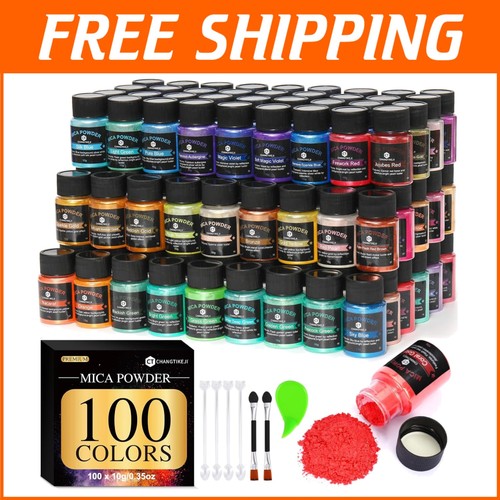 10g Bottles of Natural Mica Powder - 100 Colors for Soap, Nail Polish & More - Picture 1 of 9