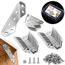 Furniture Corner Connector - 20PCS Universal Stainless Steel L Brackets for Wood