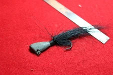 Vintage Jig fishing lure, black, hair, #24