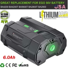1PACK For EGO 56V Li-on Battery 6.0Ah Power+ BA2800 BA2800T BA4200 BA4200T
