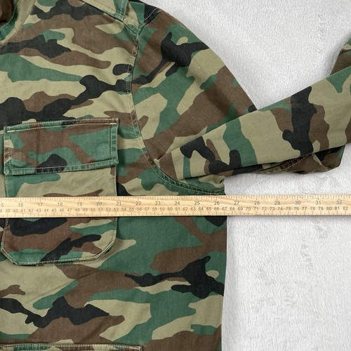 H&M M54 Military Field Jacket Mens Large Woodland Camo Heavyweight Pockets Cinch - Picture 7 of 12