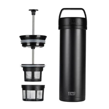 P0 Ultralight French Press Coffee Maker for Travel Vacuum Insulated Stainless