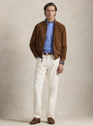 New Polo Ralph Lauren Mens Bomber Jacket Brown Size Medium Suede Bomber $898 - Picture 2 of 5