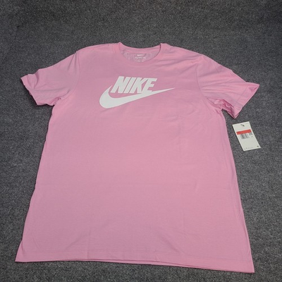#ad Nike Shirt Mens Large Pink White Futura Logo Sportswear Lightweight Cotton Tee $24.99