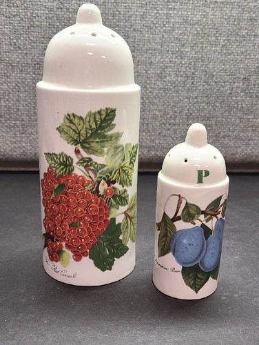 Portmeirion Ponoma Red 6 5/8" Currant Sugar Shaker & 4" Plum Pepper Shaker