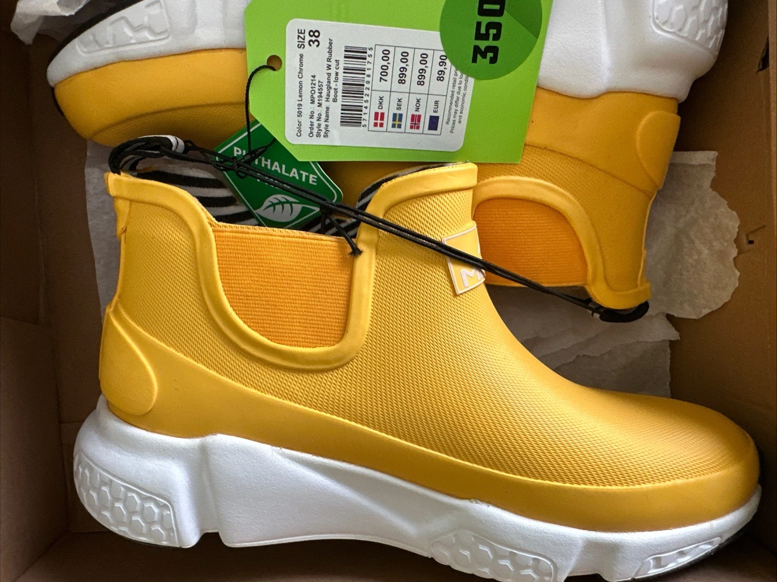 MOLS 🇩🇰 Women's Wellington Boots Rain, Lemon Chrome, Size 7 Europe 38 Denmark