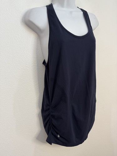Athleta Tanktop marineblau Größe XL Raffung Nylon leicht Yoga Fitness Laufen gebraucht, in einwandfreiem Zustand - Bild 2 von 5