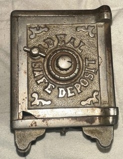 Vintage/Antique Ideal Safe Deposit Metal Combination Lock Coin Bank