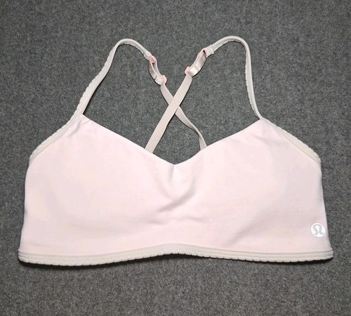 Sujetador Lululemon Hot Spell Jaula con Tirantes Rosa y Crema - Talla 4
