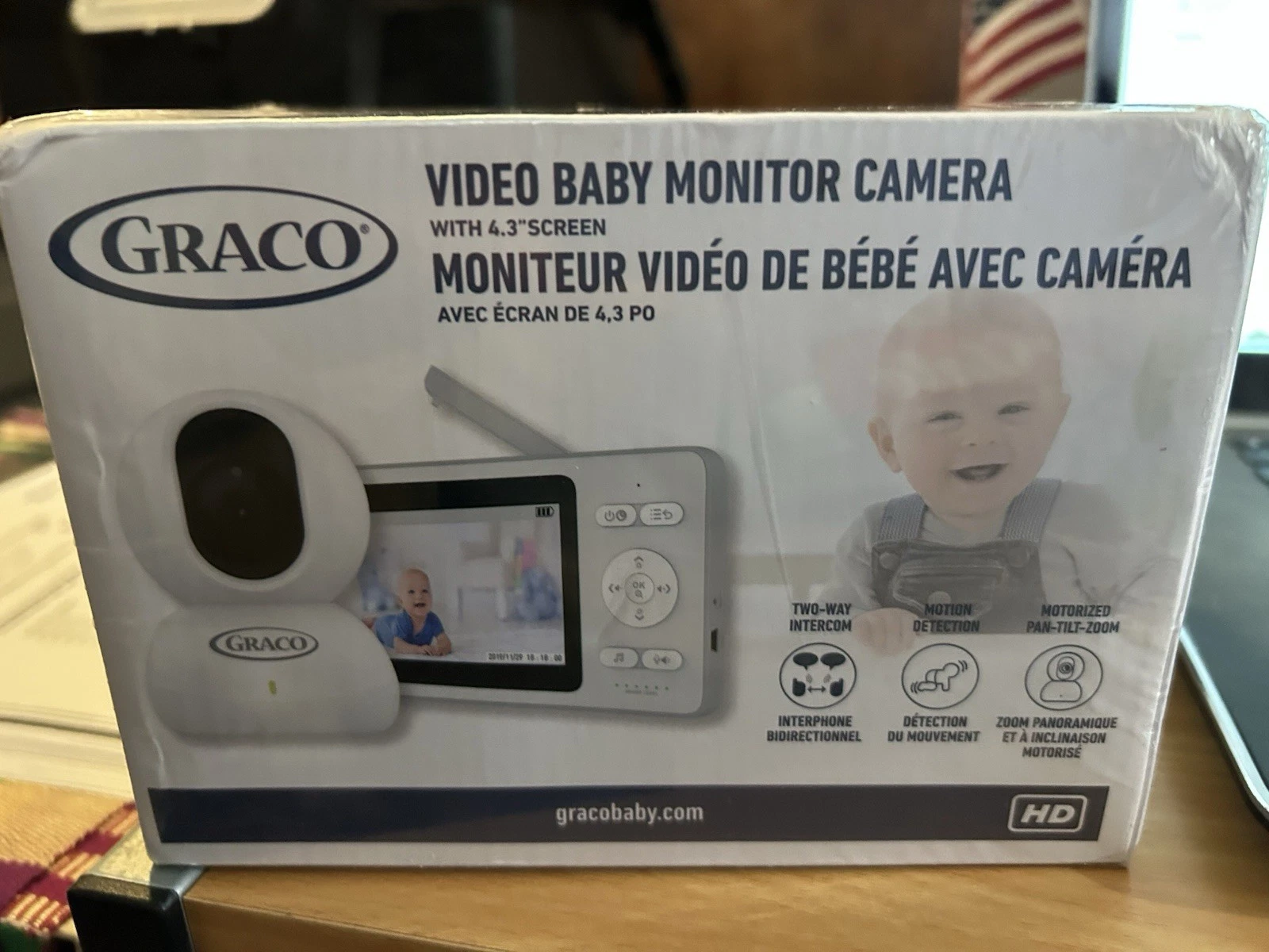 Graco Video Baby Monitor Camera Two Way Intercom White New 4.3" Screen
