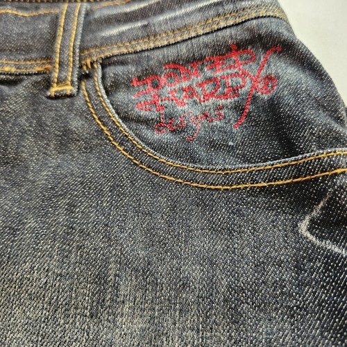 Rare Ed Hardy Distressed Mini Skirt Embroidered "LOVE" skull /28 Black - Picture 5 of 13