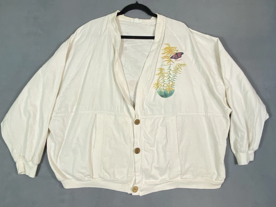 Cárdigan grande vintage 1991 de gran tamaño para mujer Garden Granny bolsillos con estampado floral Foto 2 de 4