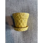 Vintage McCoy Pottery Yellow Flower Pot Planter with Saucer USA Embossed Floral