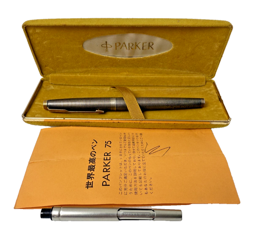PARKER Fountain Pen 14K Gold Nib Sterling Silver Mesh Body Vintage With Box