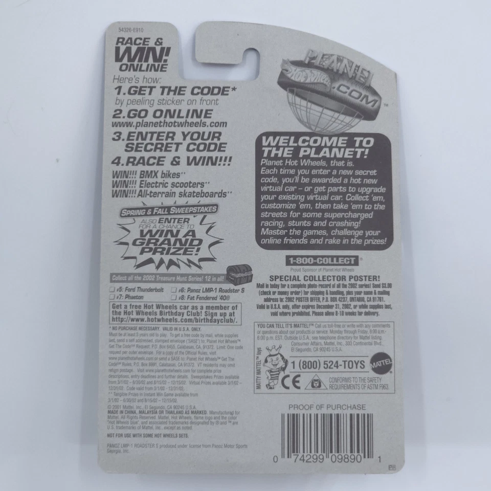 Hot Wheels Panoz LMP-1 Roadster S 2002 006 6/ 12 Treasure Hunt - Image 4 of 4