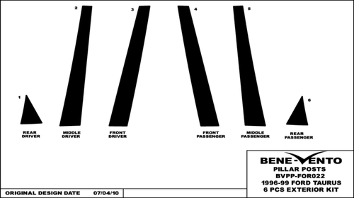 FORD TAURUS CHROME PILLAR POSTS 1996-1999  (6PCS) - Picture 2 of 2