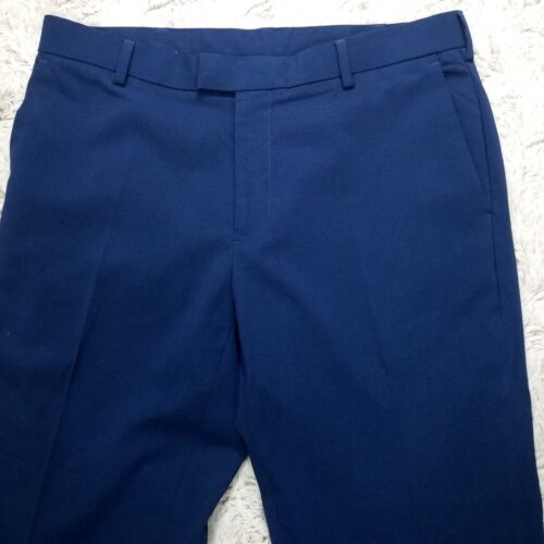 Van Heusen Pants Mens 34×30 Blue Dress Flat Front Flex Slim Dark Wash - Picture 3 of 11