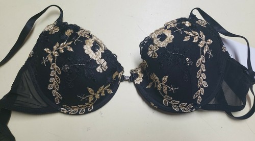 CARRIE AMBER Black Embroidered Push-Up Bra Style 5008 size 36B - Picture 2 of 5