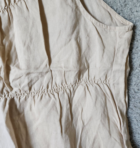 Gap top donna smanicato collo arricciato vita impero babydoll lino beige taglia XL - Foto 5 di 14