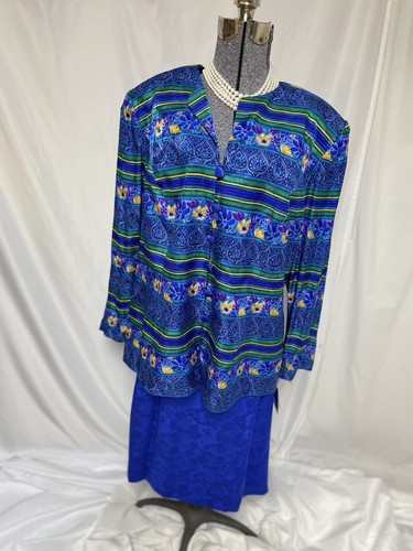 NEW Adrianna Papell Size 22 Two Piece Set 100% SILK Jacket Skirt Elastic Waist - Picture 24 of 24