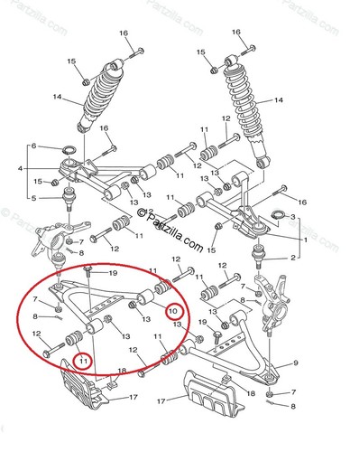 Yamaha Kodiak 450 2005 - 2006 Complete Front Left Lower A-Arm with Bushes - Picture 3 of 4