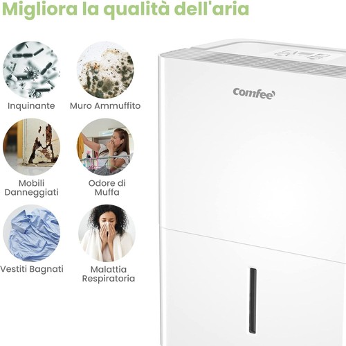 COMFEE' Deumidificatore Casa Muffa 12L/24h, Adatto fino a 20㎡, Filtro Lavabile, - Foto 4 di 12