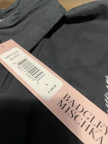 NWT Badgley Mischka Women's Large Tunic Dress White Black Palm Tree Embroidered - Picture 5 of 7