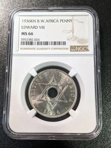 1936 KN MS66 British West Africa Penny KM16  King Norton Min NGC 4 Graded Higher