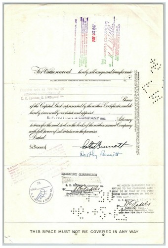 Vintage 1952 Stock Certificate Phelps Dodge Corporation - Mining Company - Picture 2 of 2