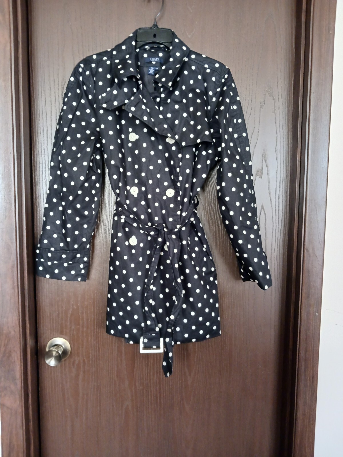 Chaps Petite XL Polka Dot Trench - image 1