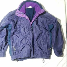 Columbia Bugaboo Womens Jacket Coat Purple Blue Zip Up Pockets Mock Neck Snaps L