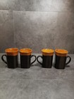 Royal Norfolk Black & Brown Stoneware Coffee Latte Mugs Set of 4