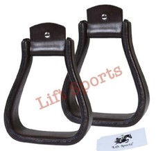 Horse Western Stirrups Leather Covered Saddle Original Cowhide Brown 5" Wide New